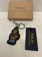 NEW Polo Ralph Lauren BASKETBALL BEAR - LEATHER Key Ring Keychain - NAVY BLUE