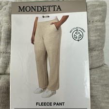 Women's Fleece Pants Mondetta Tan XL Elastic Waist 30  Inseam W/Pockets Soft NWT