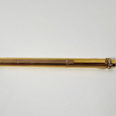 Must de Cartier Trinity Vendôme Ballpoint Pen   YG PL, Straight P.Stripe, 1980's