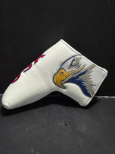USA Flag Bald Eagle Leather Magnetic Golf Head Cover Fit Blade Putter Club