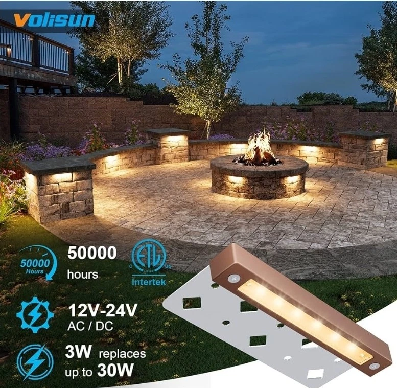 Pacote com 12 luzes de parede de retenção de 7 polegadas, 5W 2700K luz LED branca macia paisagem dura - Imagem 3 de 4