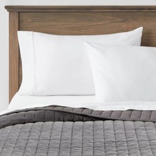 Full/Queen Channel Stitch Velvet Quilt Charcoal - Threshold: Cotton Backing