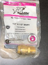 1- SharkBite 1/2" X 1/2" MNPT Push-To-Fit Male Adapter Brass Fitting PEX
