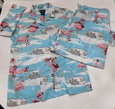 Nick  Nora Pajamas Women's Size XL Flamingos On Ice Airstream Camper Snow 2pc