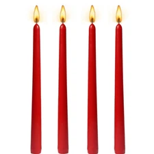 10-Inch Red Taper Candles Set of 4 for Home Dinner Party Wedding Decor