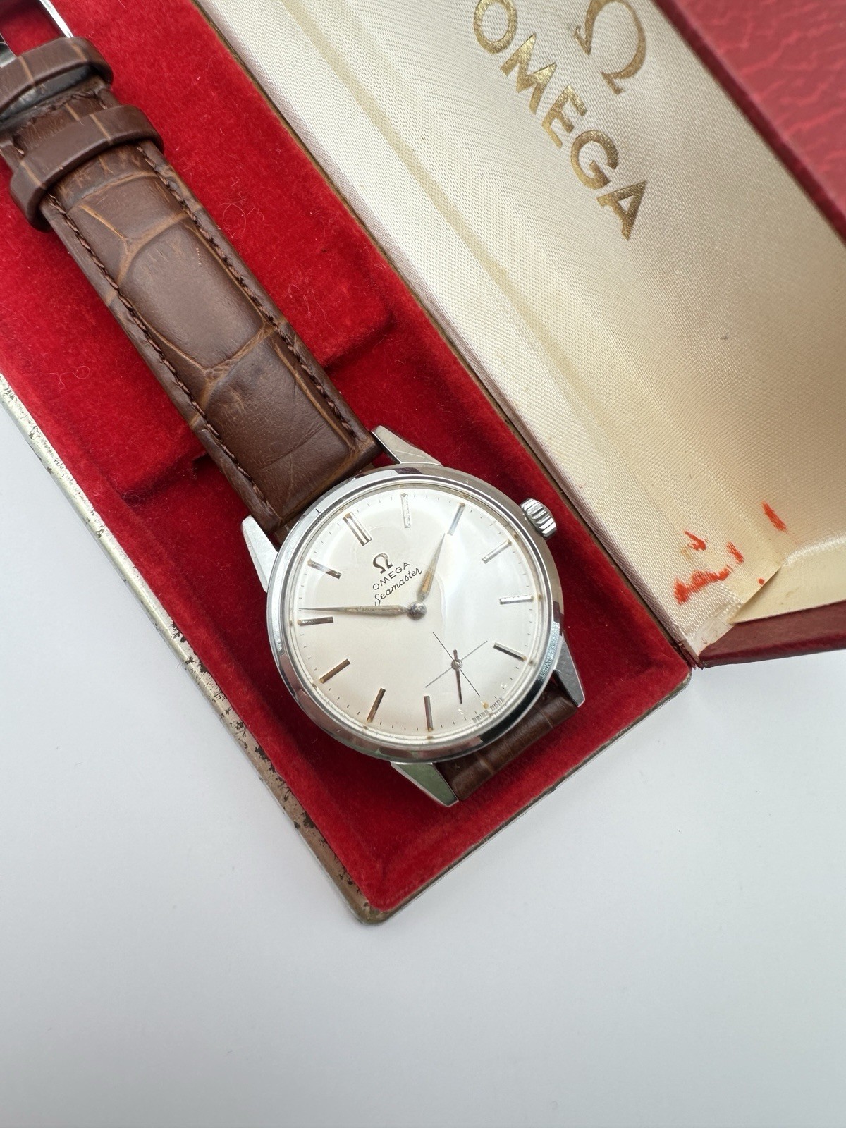Vintage 1961 Omega Seamaster 268 18445448  Boxed Working Order Leather Strap image 4