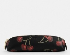 NWT Coach Pencil Case With Cherry Print In Smooth Leather