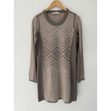Prana Wool Blend Delia Sweater Dress Small Tan Aztec Tribal Western Southwestern
