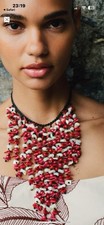 ZARA Muschel Kette Colliere mit Koralle- Schmuckperlen - Neu