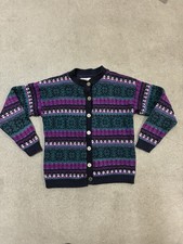 Vintage REI Cardigan Sweater Women s M Purple Green FairIsle Cabin READ