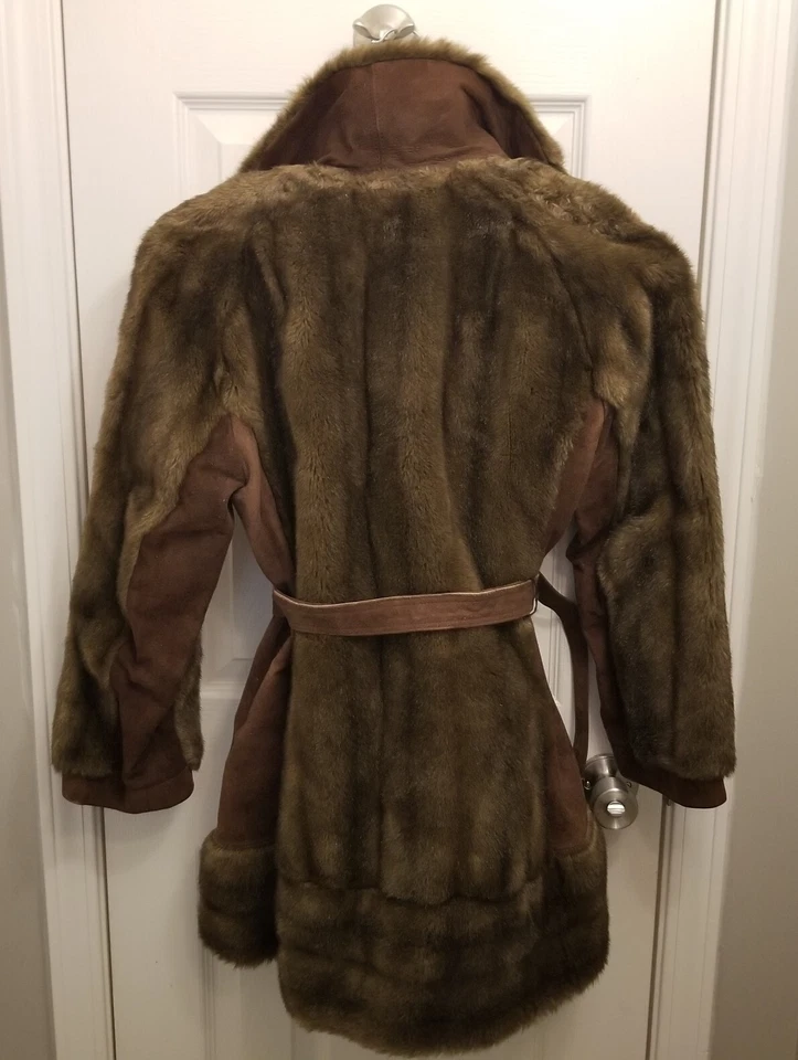 Lilli Ann Faux Fur Coat Brown Red Satin Lining England Vintage 60s Sz M (34) - Image 2 of 4