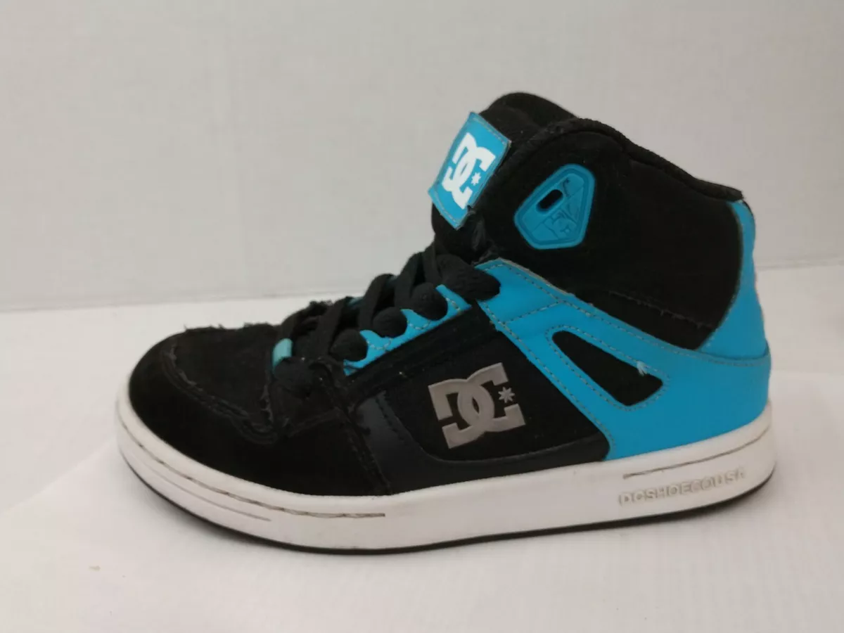 DC Shoes Boys 1 Youth Blue High Top Skate Shoes Leather Rebound SE | eBay