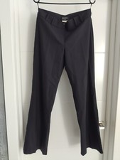 Chanel Wool Dark Navy Blue Dress Casual Relaxed Pants Trousers Straight Wide 38