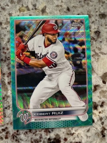 2022 TOPPS CHROME AQUA WAVE REFRACTOR CARD 86/199 NATIONALS KEIBERT RUIZ #218 - Foto 1 di 2