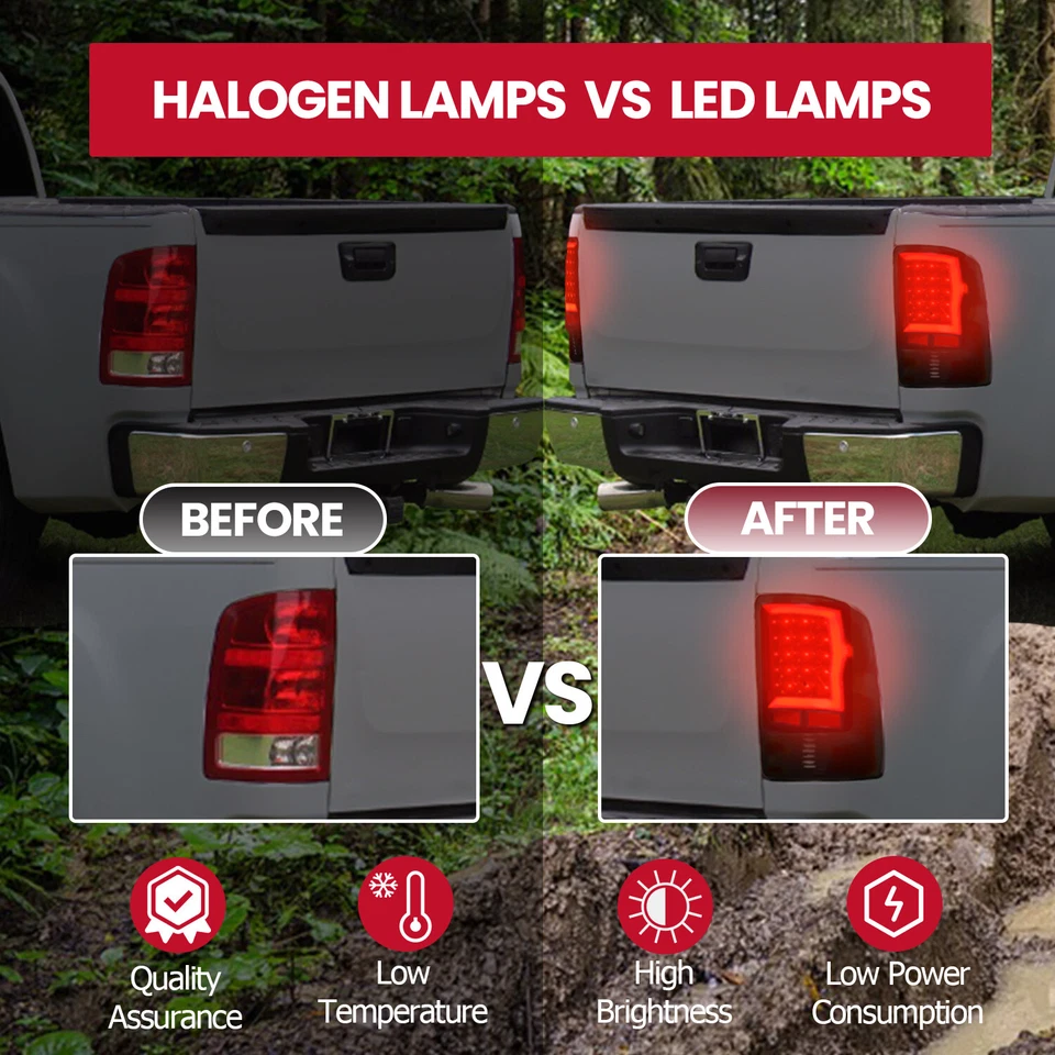 Luces traseras de tubo LED lámparas de freno para GMC Sierra 1500 2500HD 3500HD 2007-2014 13 Foto 4 de 4