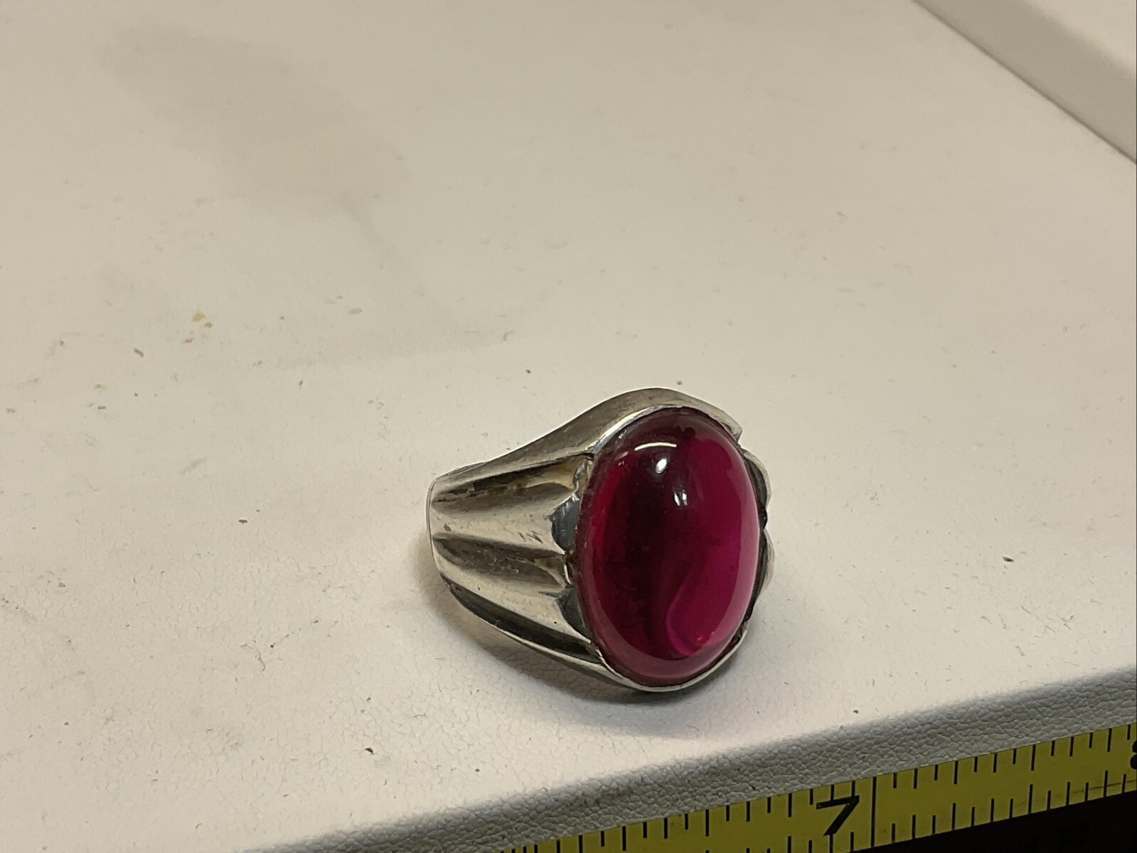 Ruby Ring Big Oval Ruby Stone Ring 925 Silver Yaq… - image 2
