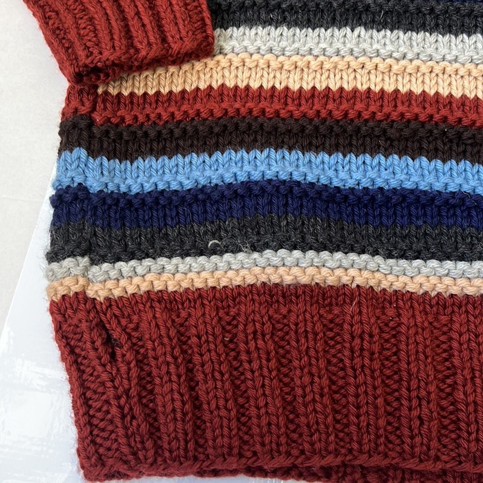 Dolce & Gabbana, Men’s XL, Super Chunky Knit Turtle Neck Striped Wool Turtleneck image 6