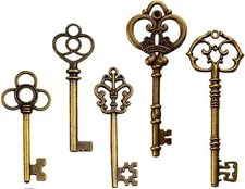 Large Key Pendants Skeleton Key Pendants Antiqued Bronze Big Skeleton Key 5pcs 