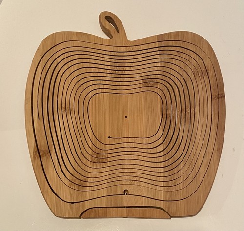 OH! NUTS Apple Shaped Collapsible Wood fruit Basket Bowl - Picture 3 of 5