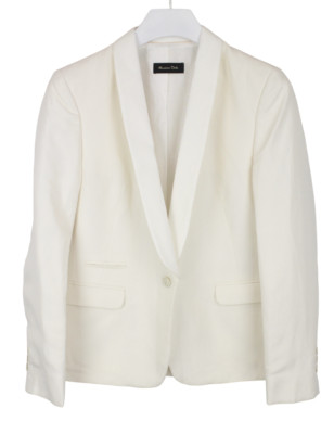 Massimo Dutti 6004 Blazer Damen (Eu) 44 Maulbeere-Seide Leinen Gefüttert Schal