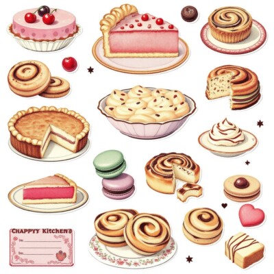 Cardstock Die Cut Embellishments Cookies  And Pastry Pie  (18) Cut Outs 3.5 Inch