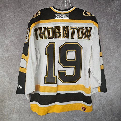 Vintage CCM Authentic NHL Boston Bruins Joe Thornton 19 White Jersey Mens M - Picture 11 of 12