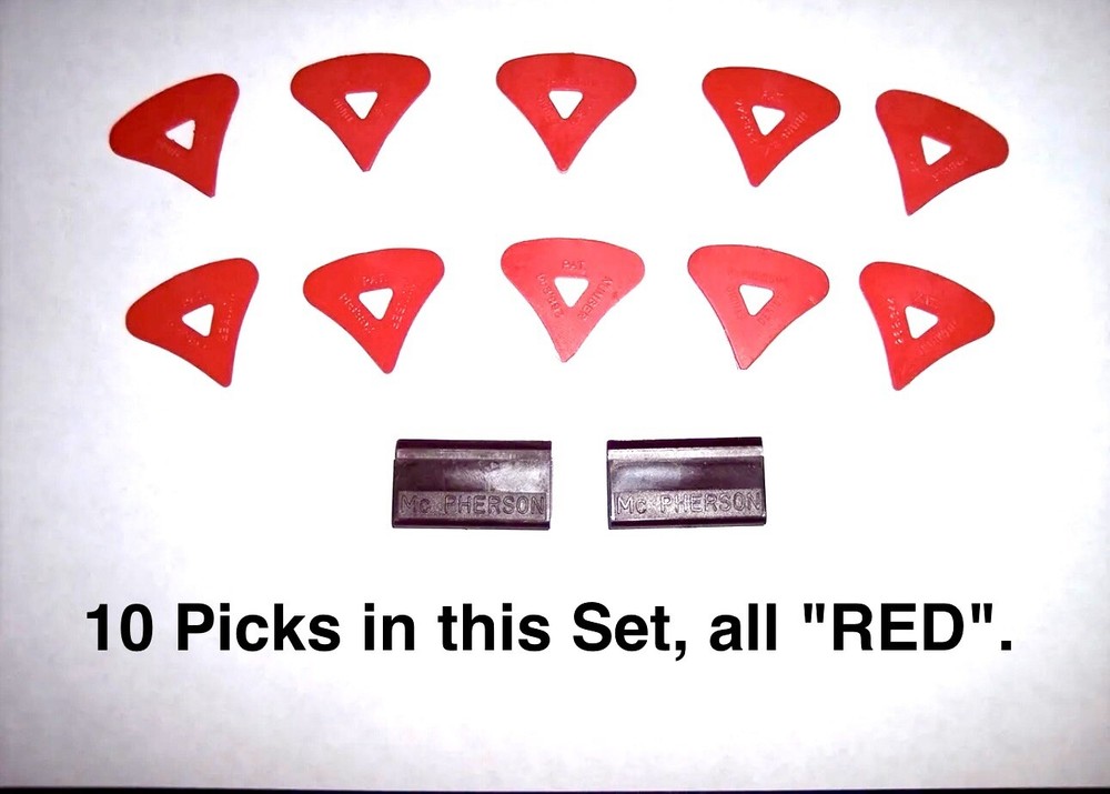 McPherson 1980s Vintage Red Guitar Picks 10-Piece Set Patented