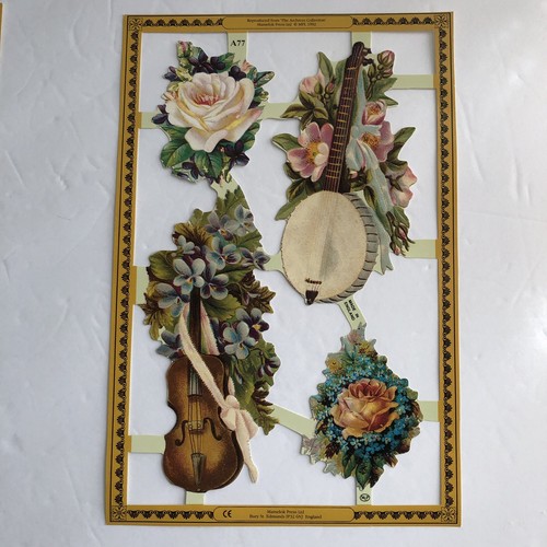 Mamelok Victorian Instruments Flowers 2 Die Cut 9x6 Embossed Sheets A76 A77 1992 - Picture 3 of 6