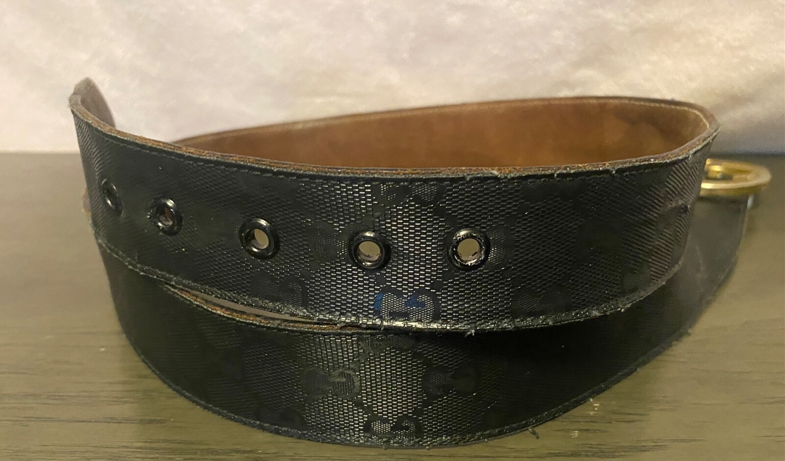 AUTHENTIC Black Gucci Leather Interlocking GG Gol… - image 4