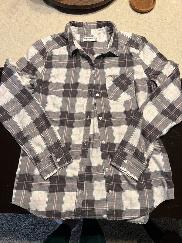 Abercrombie Kids Soft Flannel Cream/brown/pink  girls 15/16