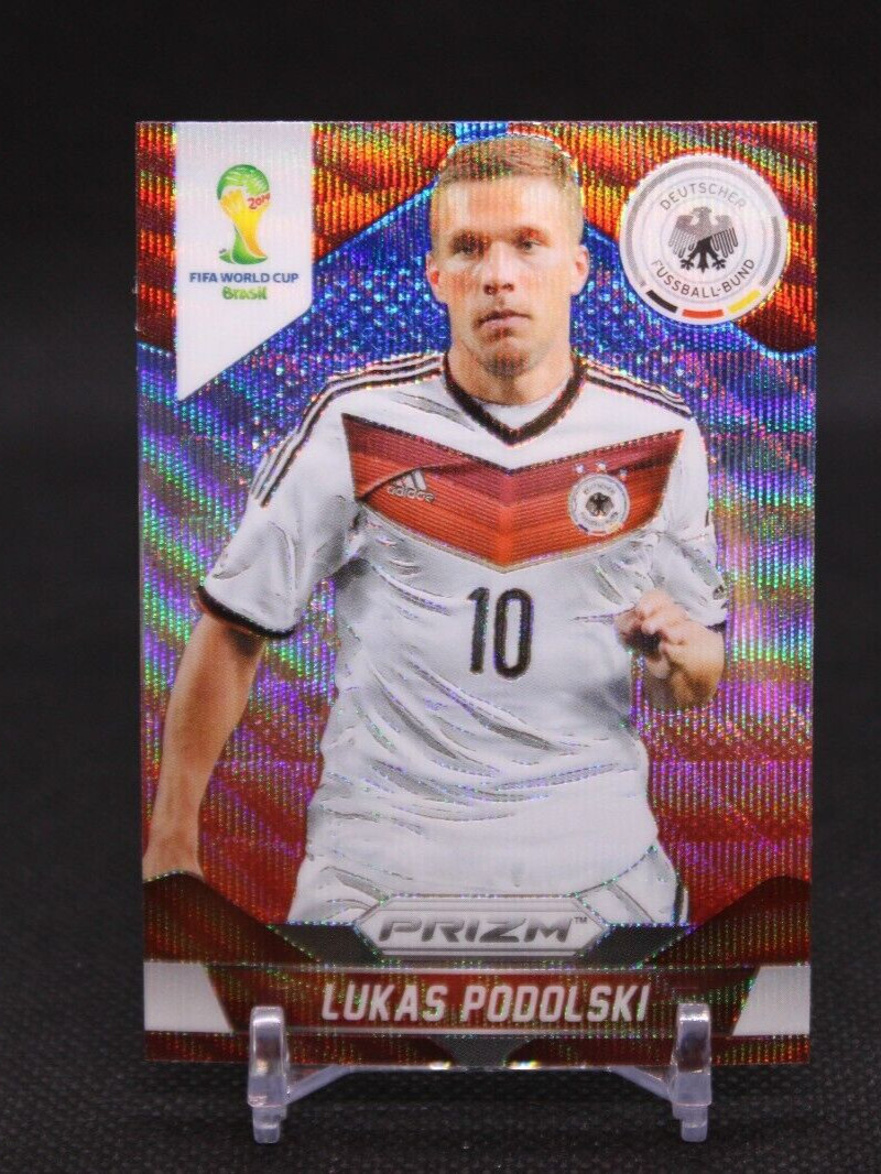 2014 Panini Prizm World Cup Blue & Red Wave Prizms Lukas Podolski #92