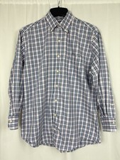 Peter Millar Dress Shirt Mens Purple Blue Plaid 100 Cotton L