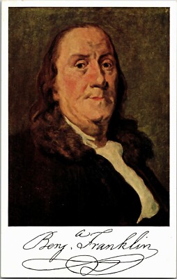 Benjamin Franklin Portrait by Joseph Duplessis Postcard A12