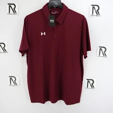 NWT Men's Under Armour Tech UA Golf Polo Shirt Dark Red Performance SS Loose Fit