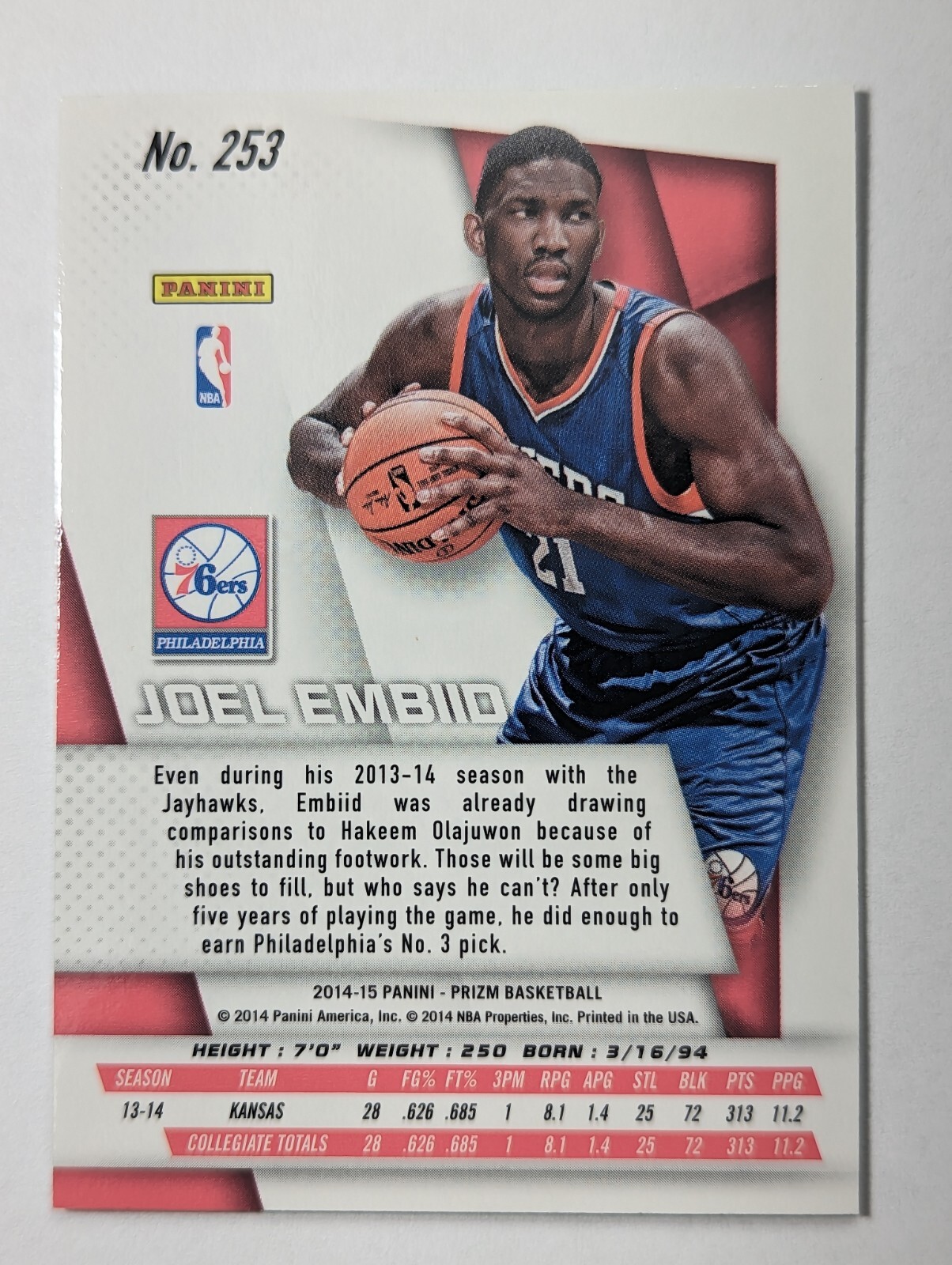 201415 Panini Prizm 253 Joel Embiid Rookie Card RC QTY eBay