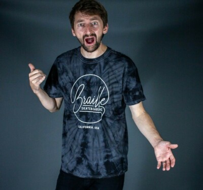 Braille Skateboarding - Tie Dye T-Shirt Grau Schwarz - Gr. M, L, XL / Aaron Kyro