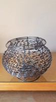 Wire metal vase & Vintage Blue Steamer Trunk