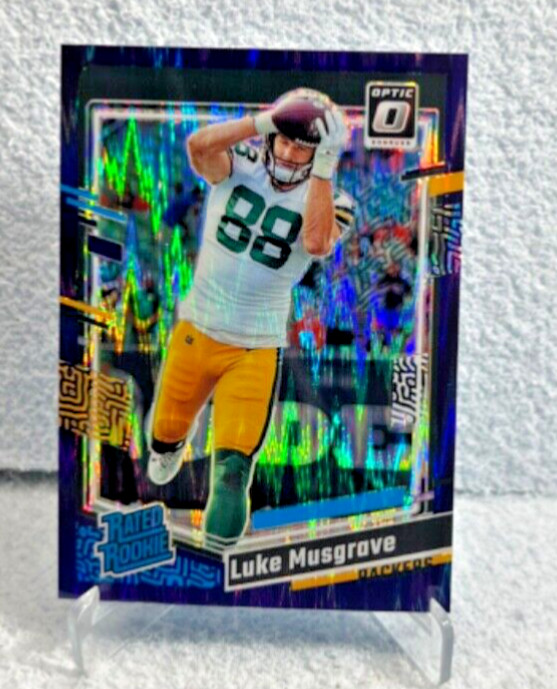 2023 Panini Donruss Optic Football Luke Musgrave Rated Rookie Purple Shock #241