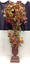 Frontgate 4' Fall Harvest Floral Arrangement Leaf Topiary Fruit Gourd Urn $600 