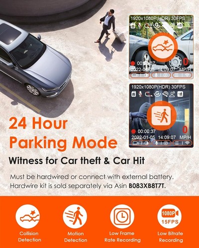 Vantrue E1 Lite WiFi Dash Cam 1080P Mini Dash Camera with GPS and Speed Free APP - Picture 7 of 8