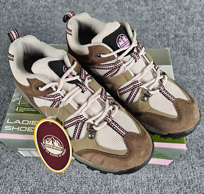 NWB Adventuridge Women's 10 Brown Pink Suede Textile Mesh Comfort Lace Up Shoes
