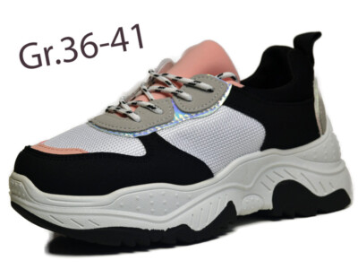 Damen Sneaker Turn Freizeit Plateau Lauf Metallic Schuhe Chunky  2532y