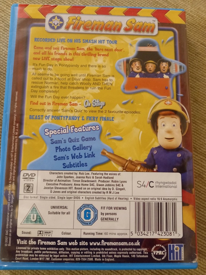 FIREMAN SAM LIVE ON STAGE DVD KIDS | eBay UK