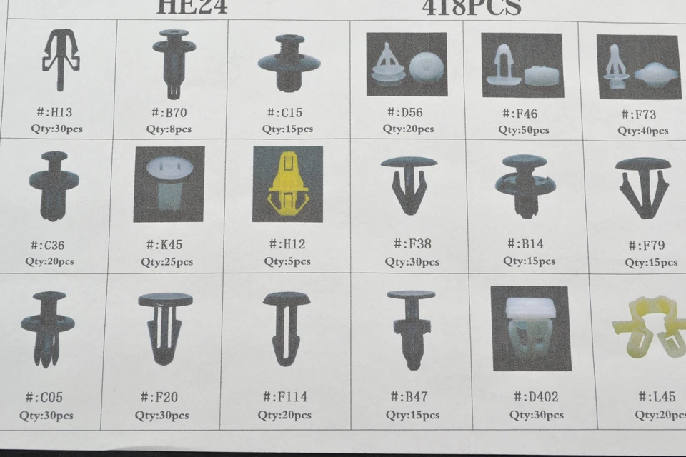 418 Pcs Car Clip Trim Panel Bumper Fender Fastener Retainer Assortment For Honda - Image 3 of 4