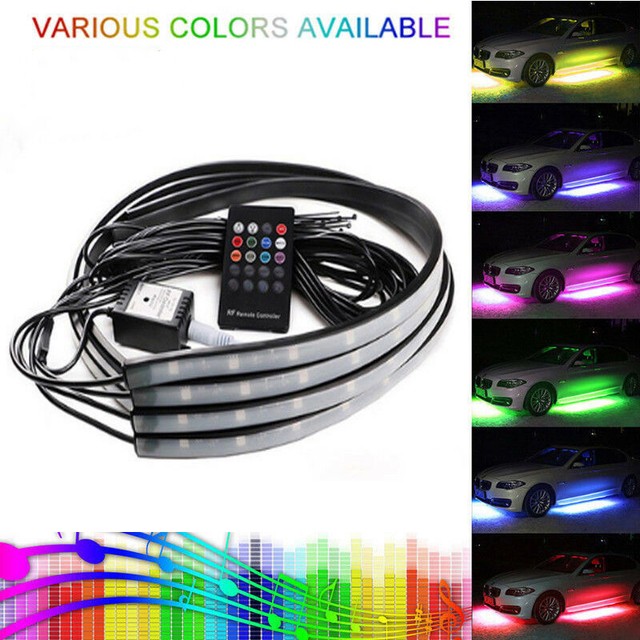 8 Color LED Strip Under Car Tube underglow Underbody System Neon Lights