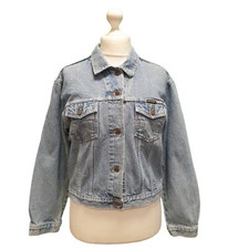 True Vintage Denim Jacket Wrangler Blue Collared Western Women's L 12 Eu 40