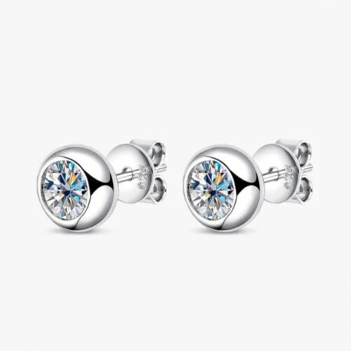5mm VVS1 Moissanite Solitaire Stud Earrings 925 Sterling Silver 18K Gold Plated - Picture 7 of 15