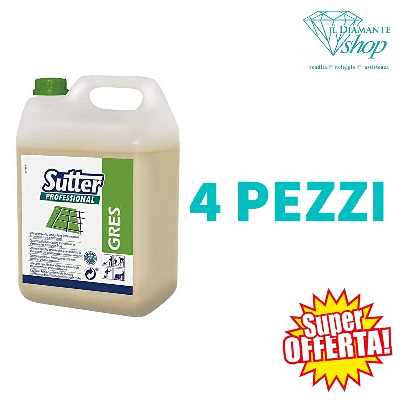 SUTTER Gres 5Kg Detergente Professionale Pavimenti - Stock 4 Pezzi