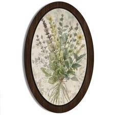 Vintage Netural Flowers Oval Wall Art Decor, French Country Botanical Framed ...