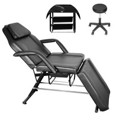 Black Tattoo Chair 881lbs Adjustable Facial Bed Spa Bed w/Stool for Tattoo